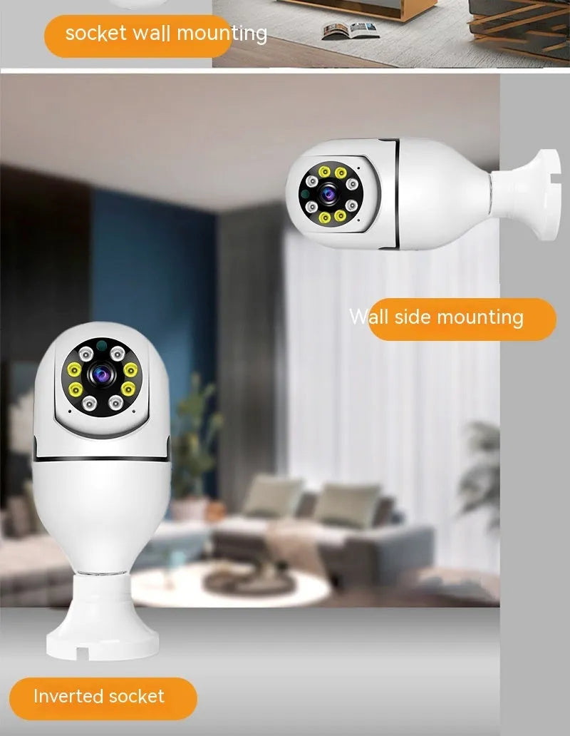 Wireless WiFi bulb camera with 1080p resolution and full colour night vision capability