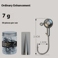 Set of 50 enhanced 7G steel jig hooks with a lead-headed hook for fishing tackle.