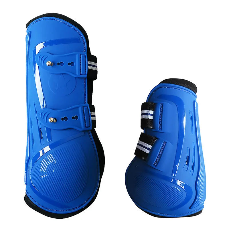 PU hard shell horse leg guard with elastic neoprene and air hole, front rear four-piece set