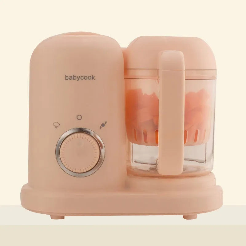 Baby food processor with steamer and blender functions in green or pink