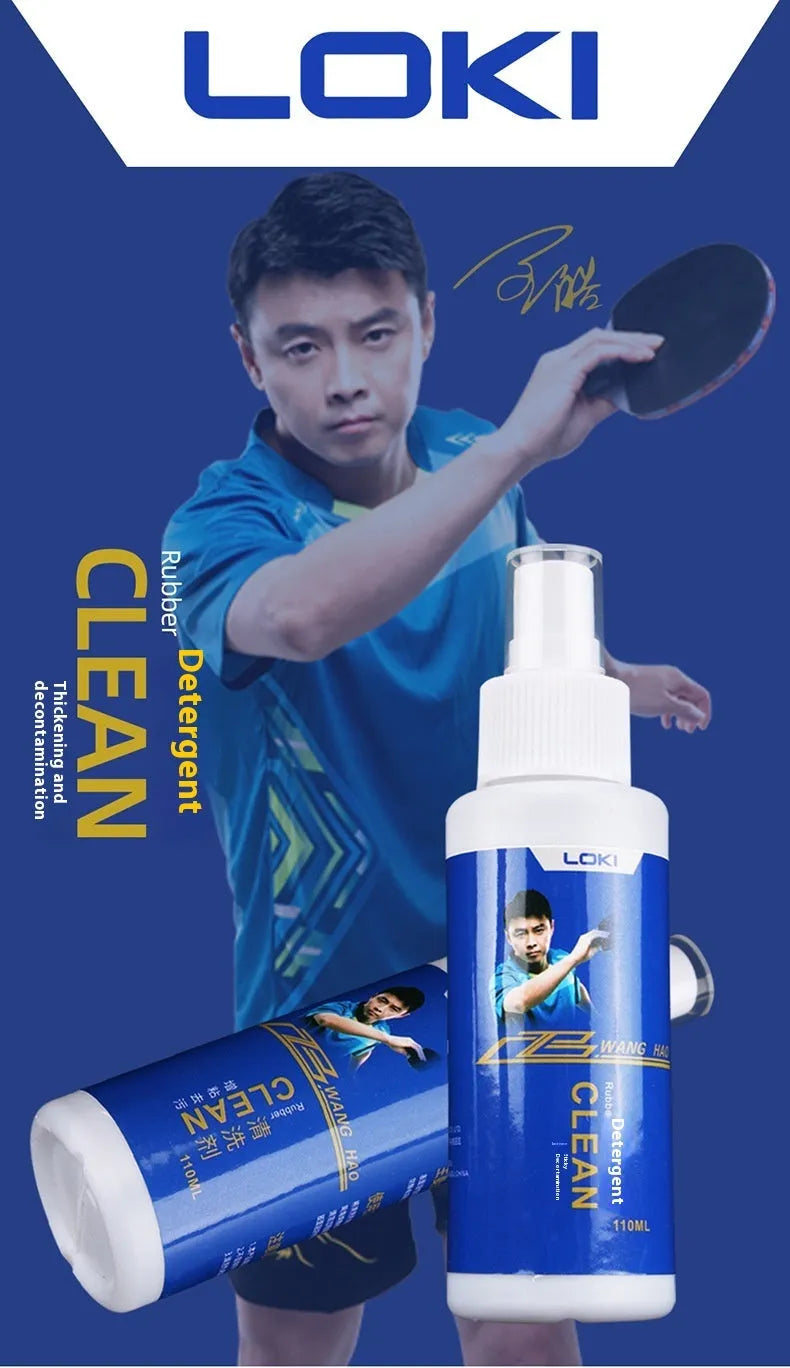 110ml bottle of table tennis rubber cleaning liquid with a sponge applicator.