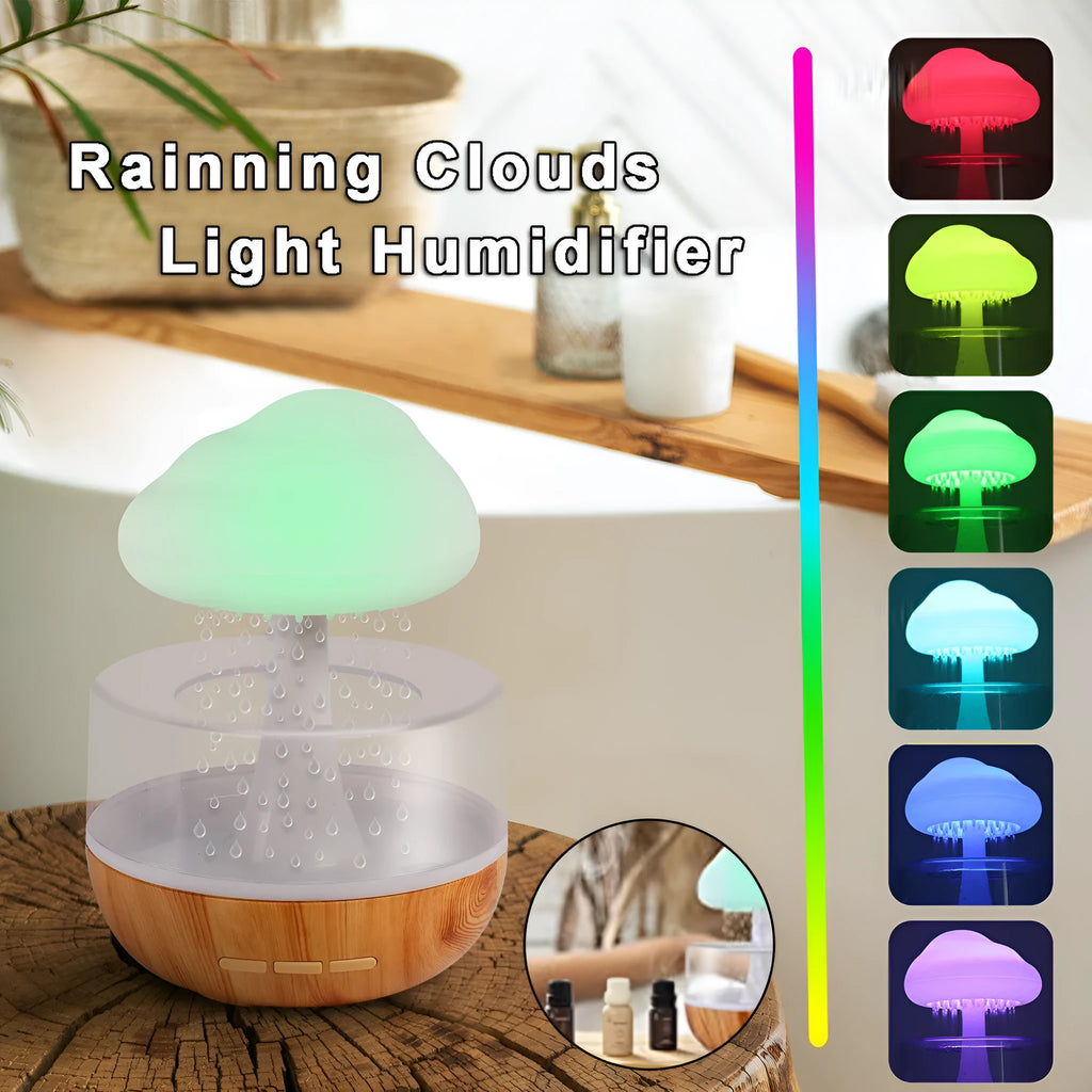 White USB micro humidifier with 400ml tank, colour-changing night light, and essential oil diffuser function