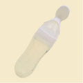 Baby silicone rice paste feeding spoon with 90ml capacity for semi-liquid foods in blue green pink white yellow 100% food grade material heat resistant to 120 degrees C long-lasting infant self-feeding utensil multi colour options