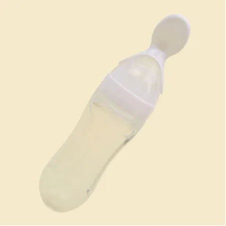 Baby silicone rice paste feeding spoon with 90ml capacity for semi-liquid foods in blue green pink white yellow 100% food grade material heat resistant to 120 degrees C long-lasting infant self-feeding utensil multi colour options