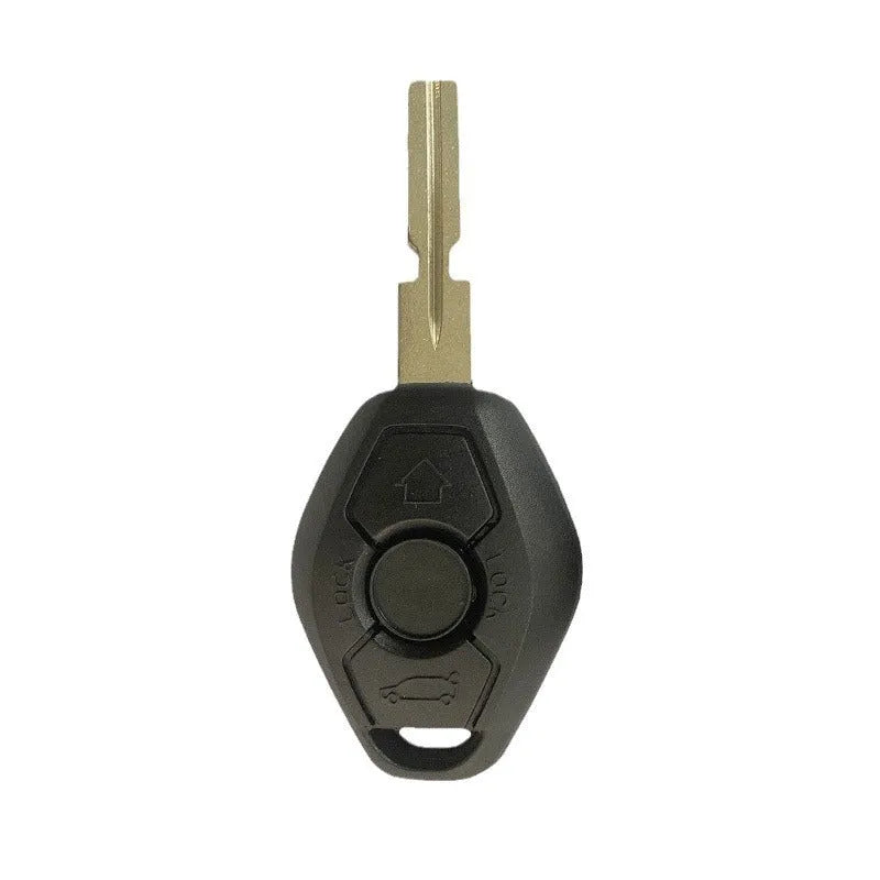 BMW 3 button remote key with straight silver blade and black fob for EWS system.
