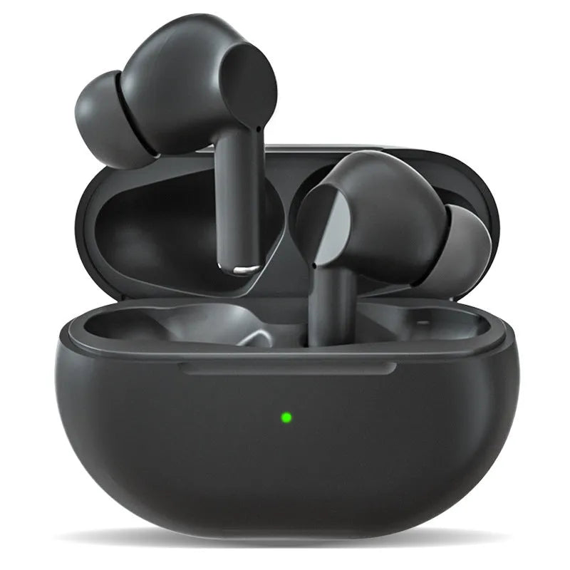 Pro4 black and white Bluetooth wireless earbuds with a compact rectangular charging case.