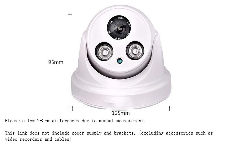 BST-103P dome surveillance camera with 3.6mm lens, 800K pixel infrared night vision, ABS housing, BNC interface