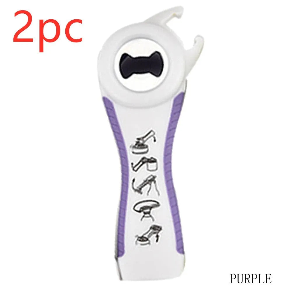 5 in 1 stainless steel can opener and beer bottle opener with PP handle in black colour