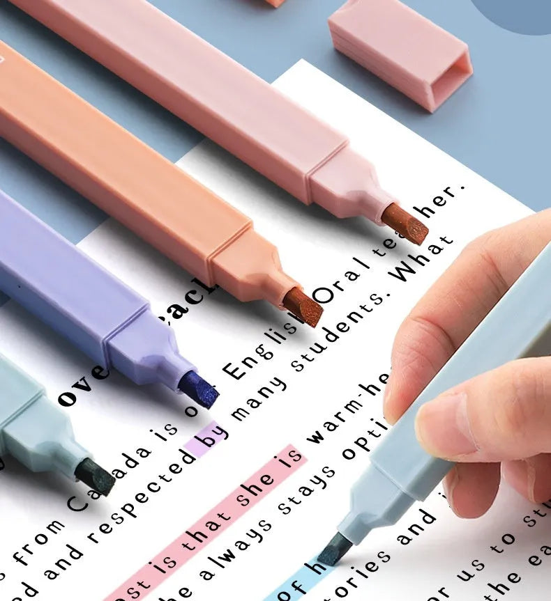 Set of double-headed fluorescent marker pens in Salt series, Sweet series, and mixed colours.