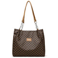 Women's retro fashion handbag in soft brown PU leather with polyester lining.