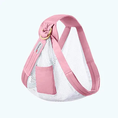 Adjustable baby wrap carrier sling shown in multiple colours, suitable for infants 0-36 months.