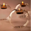 Handmade European-style round hollow glass candle holder in three sizes