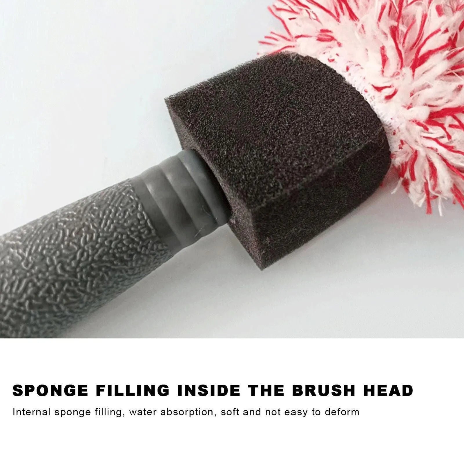 Long handled car wash brush with ultra-fine fibre bristles in blue, black or red colour options
