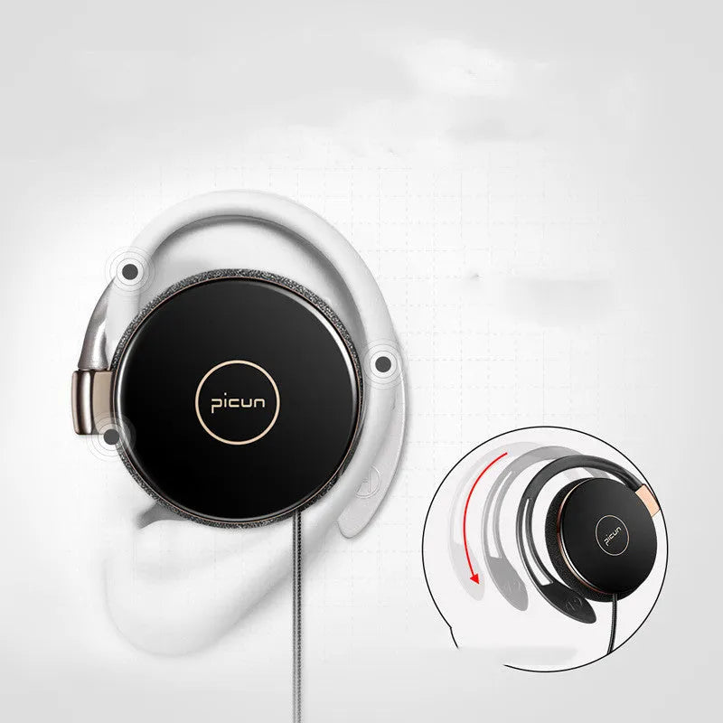 L1 sports earphone wired ear hook headset with microphone and 3.5mm plug in black