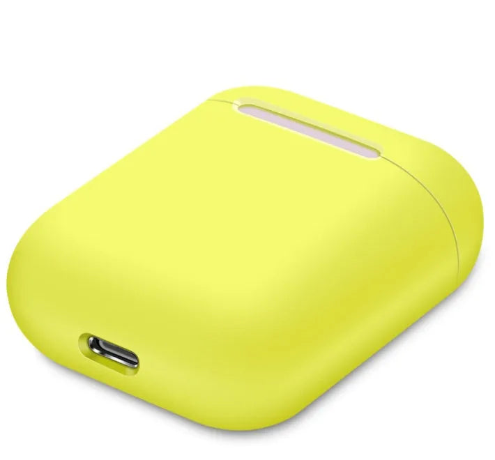 Split-shell silicone protective case for Apple AirPods charging box in a selection of colours on a plain background.