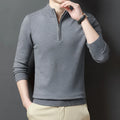 Men's zipper casual bottoming sweater loose fit long sleeve pullover in camel colour available in sizes M to 4XL