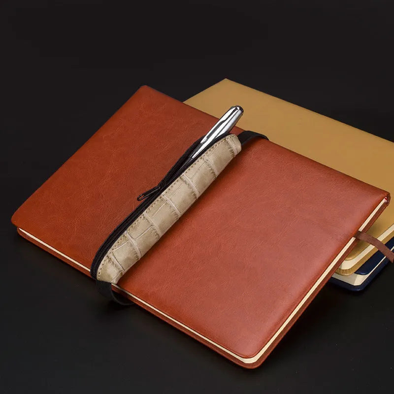 Long PU leather pencil case in beige grey, 16.5cm in length.