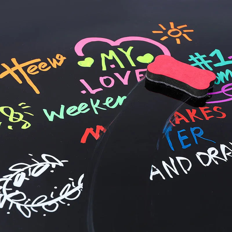 8-colour and 12-colour electronic fluorescent board highlighter pen with 6mm oblique tip on a card.