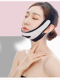 Pink and black V-shaped elastic face bandage for facial contour firming and lifting