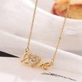 Gold titanium steel clavicle chain necklace with love pendant for women
