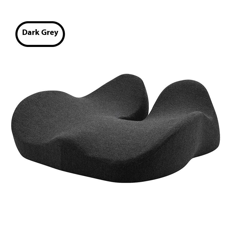 Memory foam office chair cushion in light grey, black, or green solid colour.