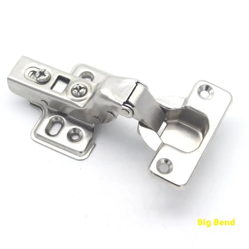 761 nickel-plated cold rolled steel hydraulic damping hinge for cabinets, shown in straight, middle, and large bend types.