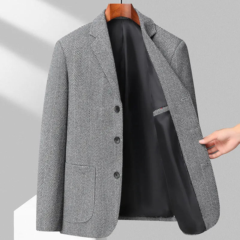 Men's loose fit polyester coat for spring and autumn in solid colours