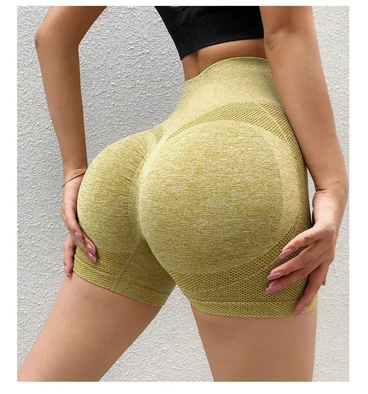 Women's high-waist quick-dry yoga shorts in multiple colours for fitness activities