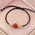 Hand-woven natural red agate bracelet and necklace set for women in national style