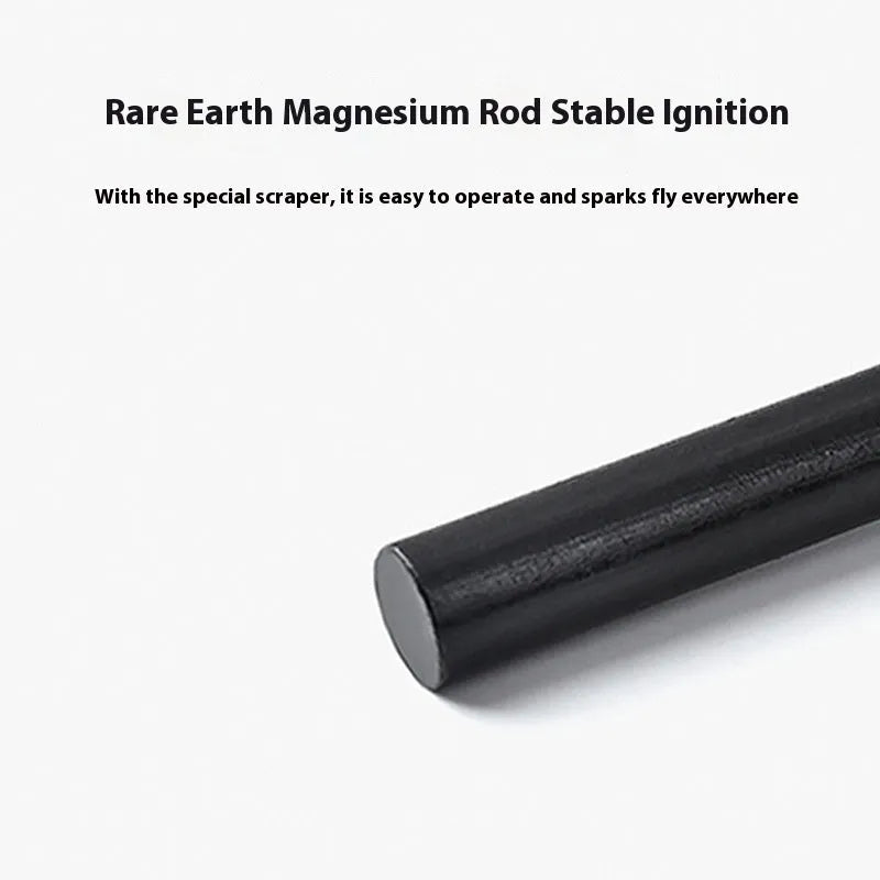 Black outdoor multifunctional flint with magnesium rod and stainless steel scraper tools