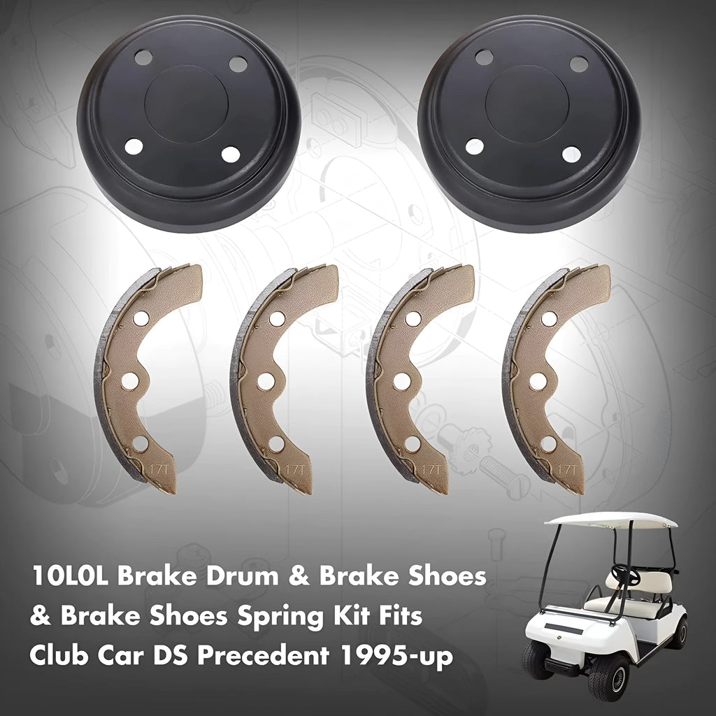 Set of 4 asbestos golf cart brake pads in leather yellow finish, 15x19x4cm each, 17L17T brake shoe for EZGO Yamaha Club Car