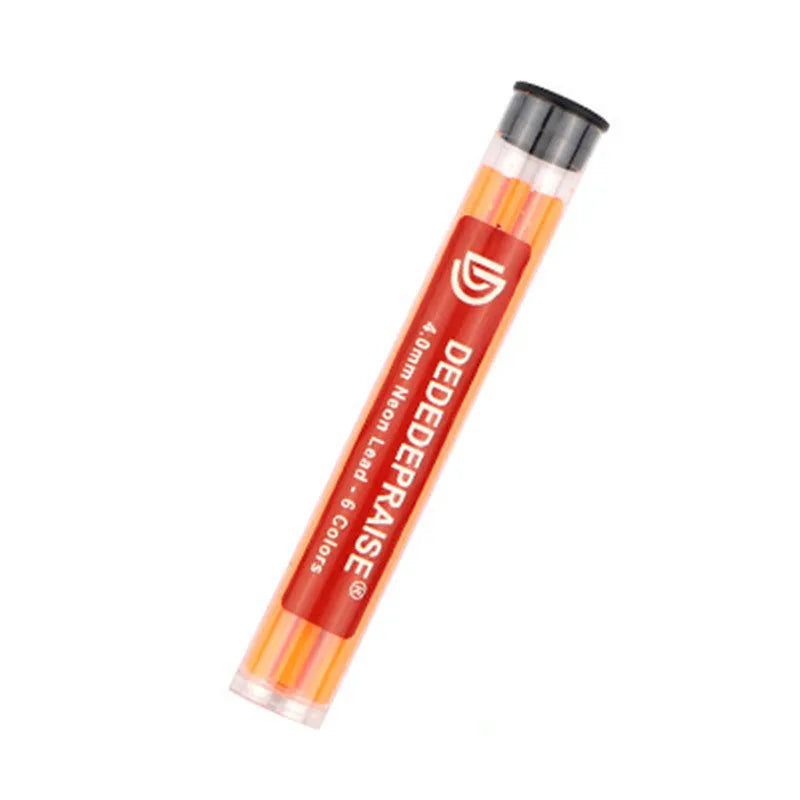 4.0mm mechanical drawing pencil with colour leads in yellow, orange, orange red, blue, green, and rose red