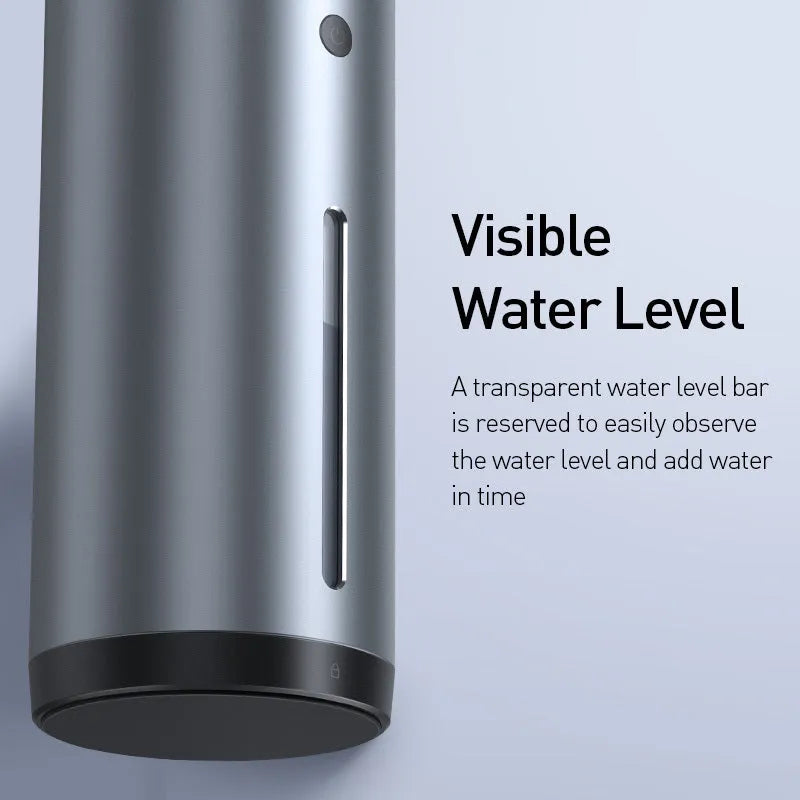 Black aluminium alloy car diffuser humidifier with USB cable for air purification.