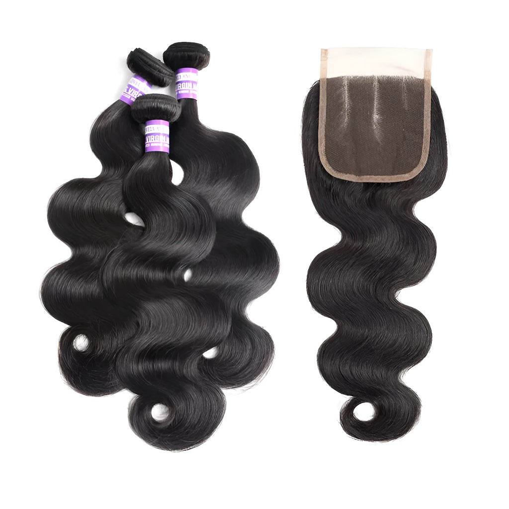 Brazilian human hair bundles with closure in straight texture ombre colour 10 inch and 8 inch lengths