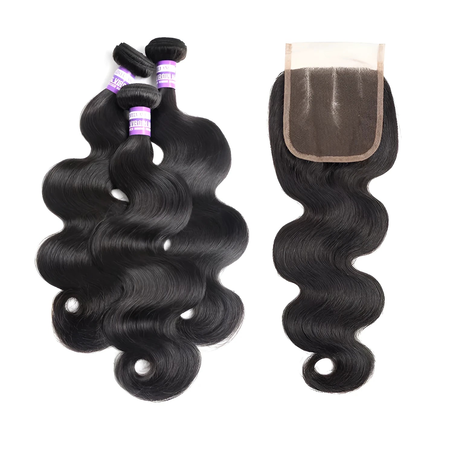 Brazilian human hair bundles with closure in straight texture ombre colour 10 inch and 8 inch lengths