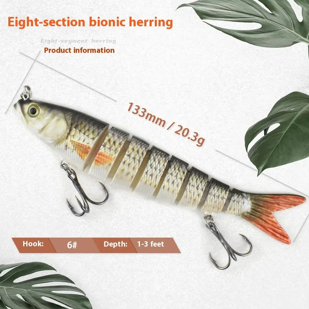Hard plastic bionic fishing lure measuring 133mm, shown in multiple colour options.