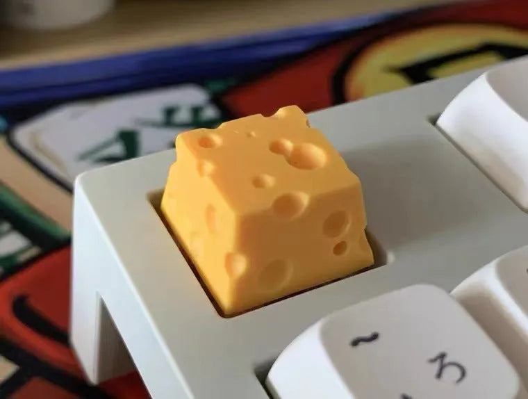 Yellow cheese resin artisan keycap for mechanical keyboard customisation