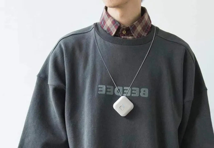 USB mini portable air purifier necklace in multiple colours with charging cable