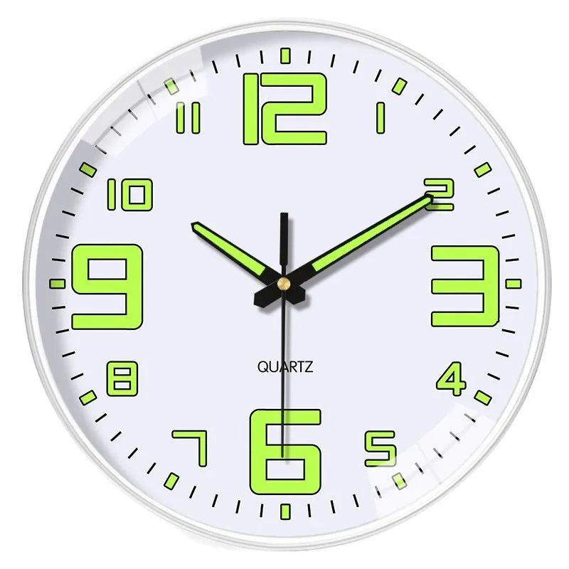 8 inch diameter luminous wall clock with modern design and plastic casing