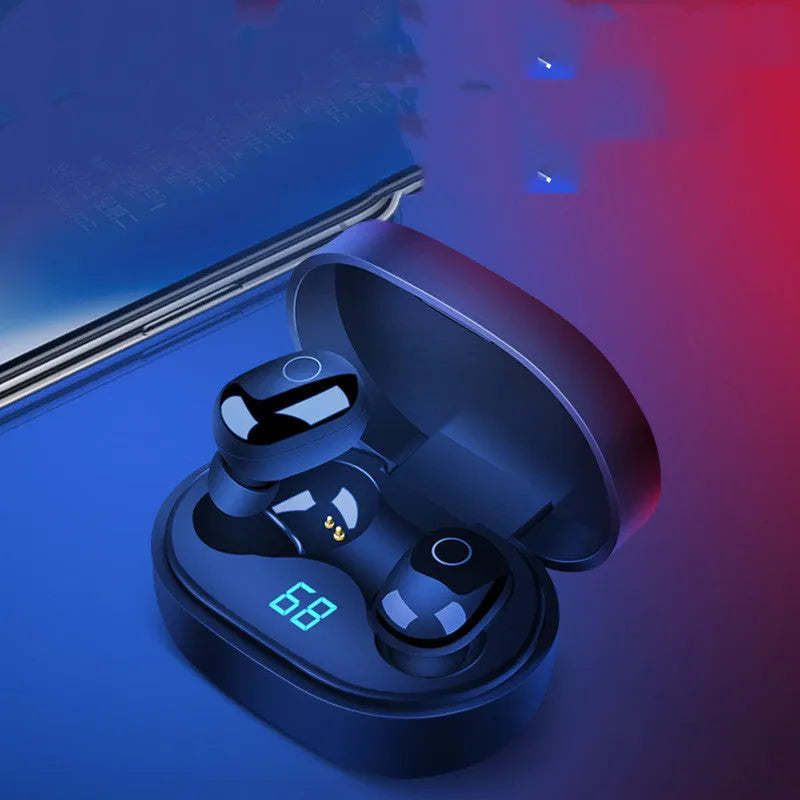 Wireless mini binaural headphones with charging case in black, Bluetooth 5.0, touch controls