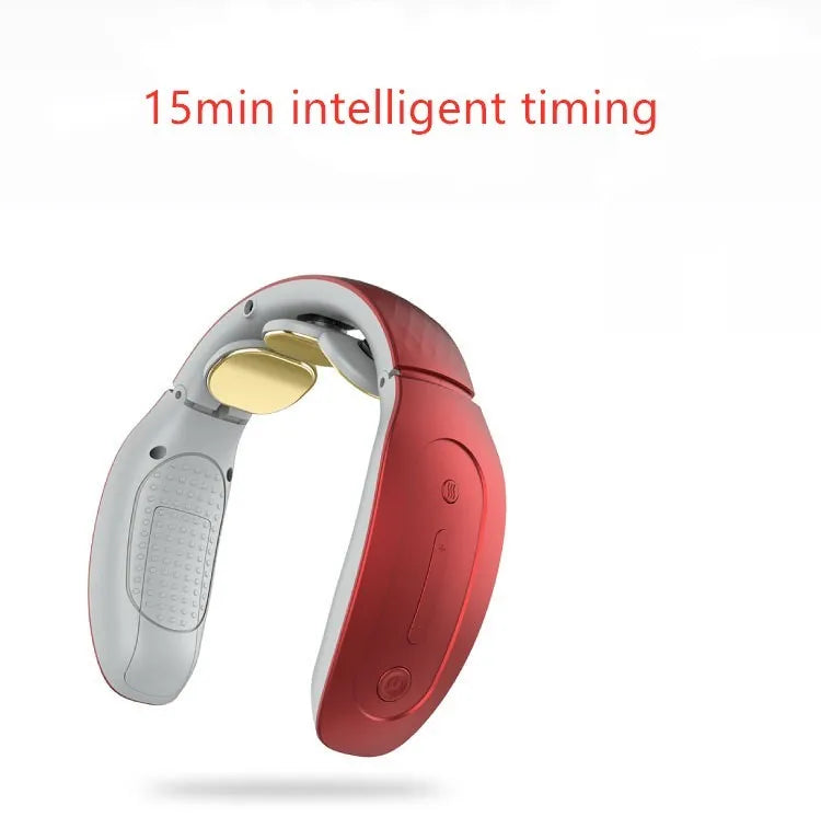 Intelligent cervical massager with computer controls showing red and white colour options