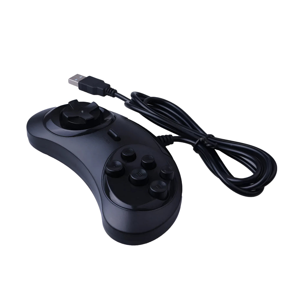Black Sega USB game controller for PC with 1.8 metre cable