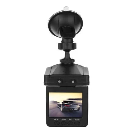 H198 HD six-light infrared car dash camera with 2.4-inch screen mounted on a windscreen.