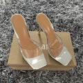 Women's black and silver high heel ankle boots with PVC soles in sizes 34 to 43