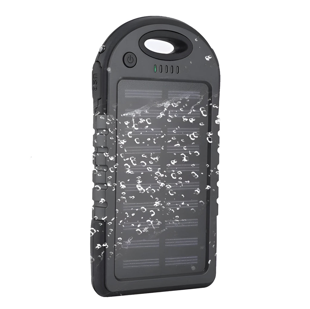 Black portable 4000mAh solar emergency power bank with polymer lithium battery