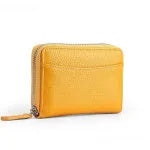 Genuine leather zip coin purse in a choice of solid colours on a plain background.