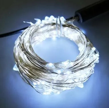 LED copper wire string lights 2m 200 lamp beads warm white silver wire sagging branches