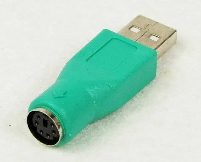 Green PS2 to USB adapter with 1 metre copper wire cable for computer peripherals