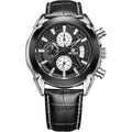 Men's three-eye quartz watch with waterproof luminous display in black or brown colour options