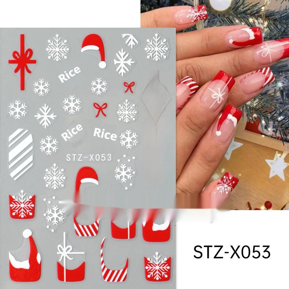Cartoon nail art stickers sheet with black and silver love heart designs